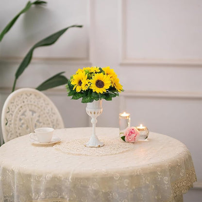 BLOSMON Sunflowers Artificial Flowers Ball - 10 Pcs Fake Yellow Sunflower Flowers CenterPieces Decoration for Wedding Table - Silk Kissing Floral Arrangements for Home Party Event DIY Decor