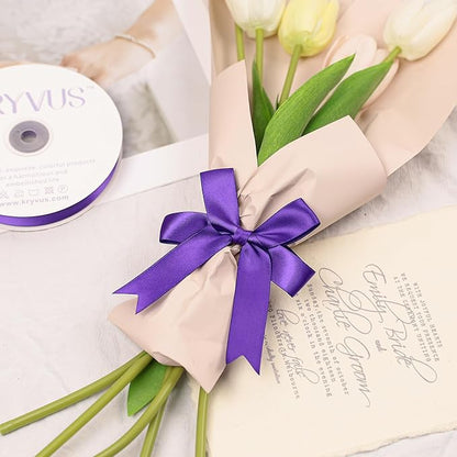 Purple Satin Ribbon, Double Faced 7/8 Inch X 50 Yards Purple Ribbon, Premium Satin Ribbon for Gift Wrapping, Crafts, Hair Bow Making, Sewing, Flower Bouquet, Wedding Party Decor