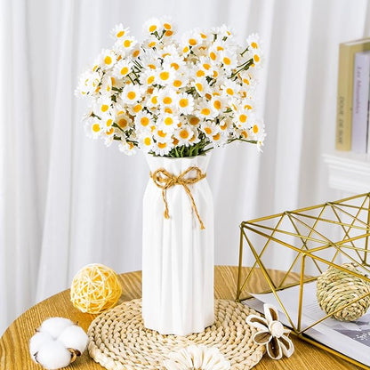 36Pcs Artificial White Daisy Flowers, 6 Bundles 10 Inch Small Fake Daisies for Home Summer Decor, Fake Spring Wild Flowers for Party Decoration