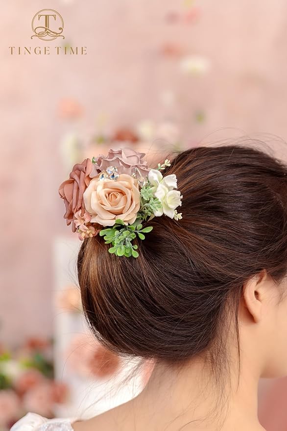 TINGE TIME Artificial Shoulder Corsages Flowers, Set of 2, Mother of The Bride Floral Corsage for Wedding Ceremony Anniversary Formal Dinner Party (Dusty Rose)