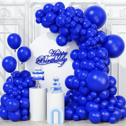 Togvu Royal Blue Balloons Different Sizes, 123 Packs Matte Blue Balloons, Pack of 18 12 10 5 Inch Premium Balloons Garland Arch Kit for Birthday Graduation Baseball Nautical Party Decorations