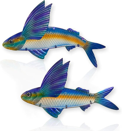 LIFFY Metal Fish Wall Decor -Outdoor Metal Fish Wall Decor - Indoor Art Sculpture - Hanging Decorations for Home, Garden, Bedroom, Sculptures, Ocean, Pool(2 Pcs,15 inch)