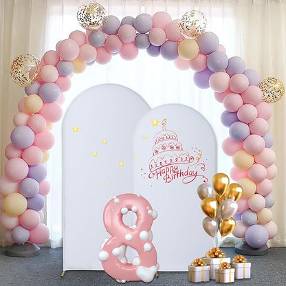 Wedding Arch Backdrop Stand Set of 3, (6, 6.6, 7.2) Metal Arch Backdrop Stand with Wedding Arch Cover, Wedding Balloon Arch Backdrop Stand for Birthday, Baby Shower, Anniversary.