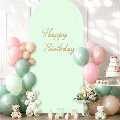 7.2FT Sage Green Arch Cover - Polyester Fitted Wedding Arch Stand Covers Round Top Chiara Arch Backdrop Cover for Birthday Party Banquet Photo Background Decoration
