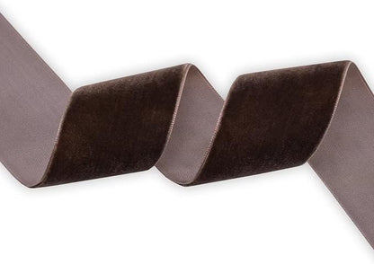 Nylon Velvet Ribbon Single Faced,1 1/2 Inch X 25Yards Spool (Brown)