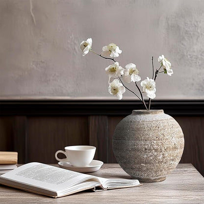 Ceramic Farmhouse Vase Rustic Decor,Pottery Decorative Flower Vases for Home Decor,Boho Vase for Table, Living Room,Bathroom,Shelf,Mantel Decoration,5.5 inch
