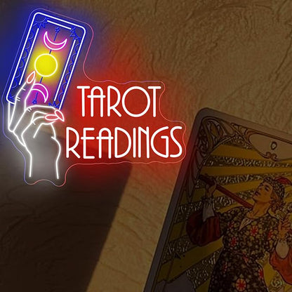 Tarot Readings Neon Sign, Astrology Tarot Sign, Tarot Cards Reading, Psychic Tarot Light, Fortune Teller Sign for Tarot Hall Card Studio Bedroom Shop Decoration Girls Room Gaming Room Party