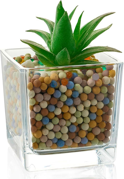 12pcs Square Glass Vases for Centerpieces, 3.15" Clear Short Glass Vase Cube Plant Terrarium, Candle Holder for Wedding Centerpiece, Office Decorations, Home Décor, Parties