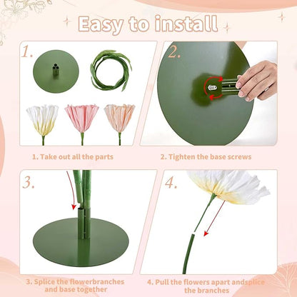 B-COOL Artificial Giant Flowers for Wedding Decoration: 5.58 ft White Champagne Huge Flowers Pink Large Paper Flower Faux Floral for Party Reception Arrangements Background Decor