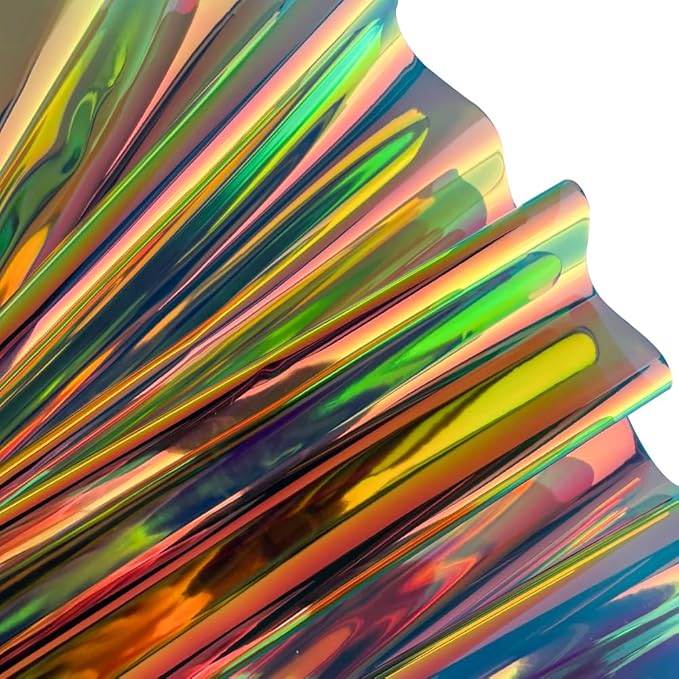 ONEART | 16 Gauge Holographic Iridescent Plastic Vinyl, 16"x54" Transparent Vinyl Fabric-Cadet Blue