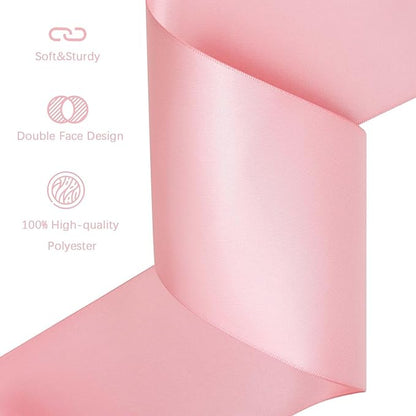 Pink Satin Ribbon 4 inch X 15 Yards Polyester Ribbon for Gift Wrapping Very Suitable for Weddings Party Hair Bow Invitation Decorations and More