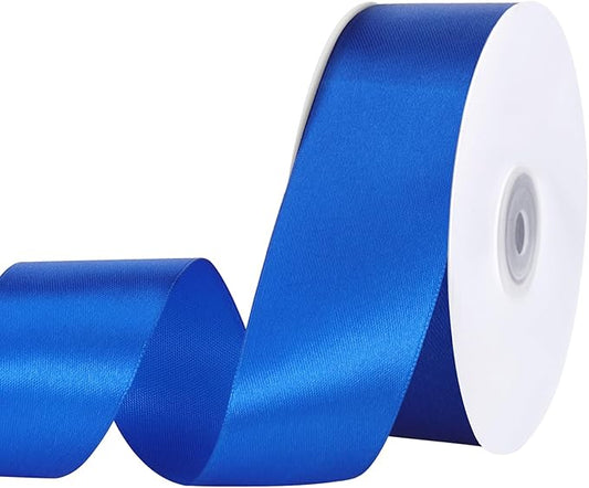 Royal Blue Ribbon 1 1/2 inch 60 Yards Blue Satin Ribbons for Flower Roses Bouquet Bows Making Gift Wrapping Birthday Party Christmas Decorations