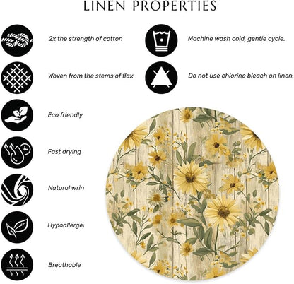 Flower Round Placemat Set of 4 Elegant Linen Table Mats for Dining, Heat Resistant, Stain Resistant Perfect for Dinner Parties, Restaurants, and Everyday Use