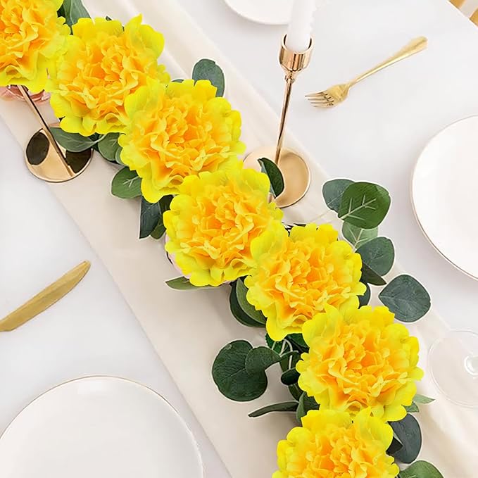 20pcs 5" Artificial Flower Peonies, Silk Peonies with 6" Stems, Flowers Suitable for Wedding Bouquets, Home Party Decoration (Yellow)