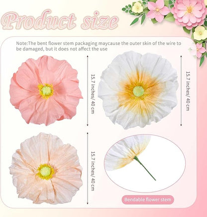 B-COOL Artificial Giant Flowers for Wedding Decoration: 5.58 ft White Champagne Huge Flowers Pink Large Paper Flower Faux Floral for Party Reception Arrangements Background Decor