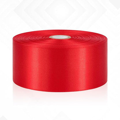 Red Ribbon 2 Inch, 60 Yards Red Satin Ribbon for Flower Bouquet, Crafts, Gift Wrapping, Handmade Roses, Bows, Wedding and Festival Decor