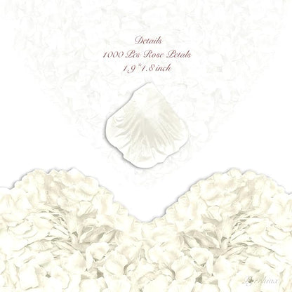 1000Pieces Rose Petals, Artificial Flower Petals Fake Rose Petals for Romantic Night,Wedding,Proposal Anniversary Flower Decorations (Milky White)