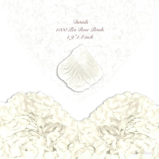 1000Pieces Rose Petals, Artificial Flower Petals Fake Rose Petals for Romantic Night,Wedding,Proposal Anniversary Flower Decorations (Milky White)