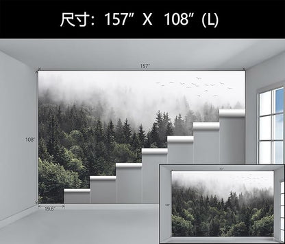 WFBHUA-Misty Forest Self Adhesive Wall Mural Foggy Pine Tree Wallpaper Peel and Stick for Living Room Bedroom 157“x108