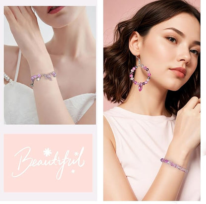 1000pcs Glass Beads for Jewelry Making Colorful Rainbow Craft Crystal Beads with Loose Beads Sparkly Beads for DIY Necklace Bracelet Earring(Purple)