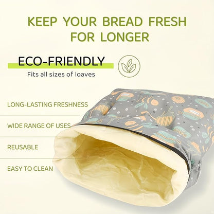 2 Pack XL Beeswax Bread Bags with Zipper Seal – Reusable Cotton Linen Waxed Bread Bags for Homemade Bread, Sourdough Storage, Eco-Friendly Bees Wax Bag Alternative to Plastic (2)