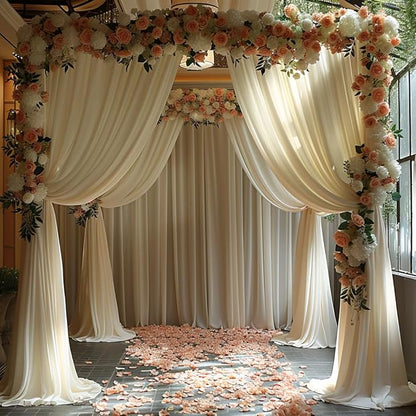 30x10ft Wrinkle Free Ivory Backdrop Curtain for Parties Soft Fabric Drapes Wedding Ivory Curtain Backdrop for Birthday Party Decorations Background for Photography 5x10ft,6 Panels