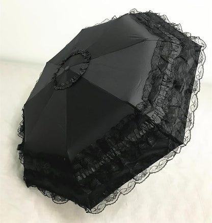 Vintage Lace Parasol Gothic Lolita Umbrella UV Sun Protection Witch Cosplay Photoshoot Props Party Decoration