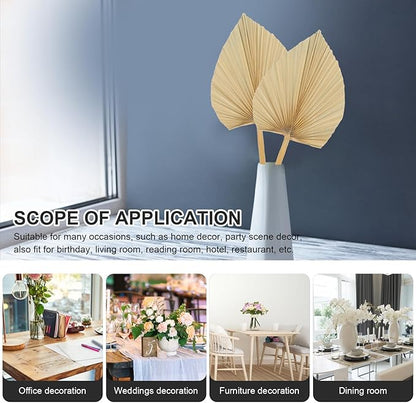 Unomor 3pcs Natural Dried Palm Leaf Decoration for Wedding Layout and Cocktail Party Adornments Premium Handmade Palm Fans for DIY Flower Arrangement Boho Wall Art and Window Display