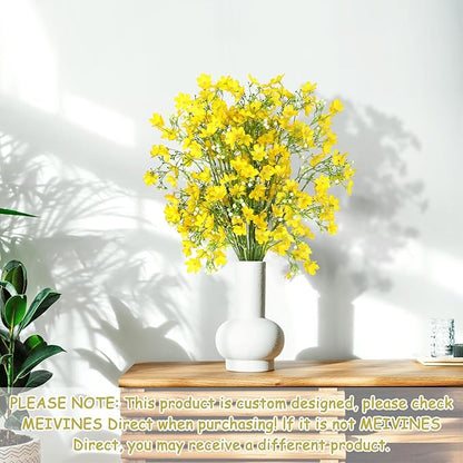 Artificial Flowers 8PCS Silk Flowers with Long Stems, Fake Flowers Bulk Fake Babys Breath, Yellow Flowers for Tall Vase Outdoor Garden Wedding Party Home Table Centerpiece