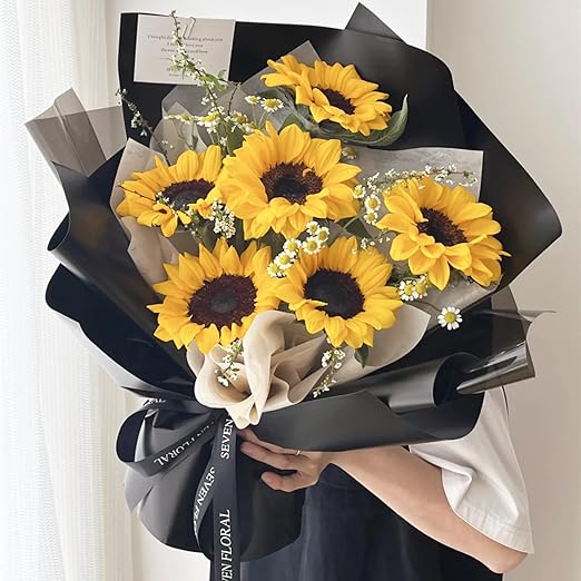 20 Sheets Black Flower Wrapping Paper, Waterproof Floral Wrap Solid Bouquet Wrapping Paper Florist Supplies (22.8 x 22.8 inch)