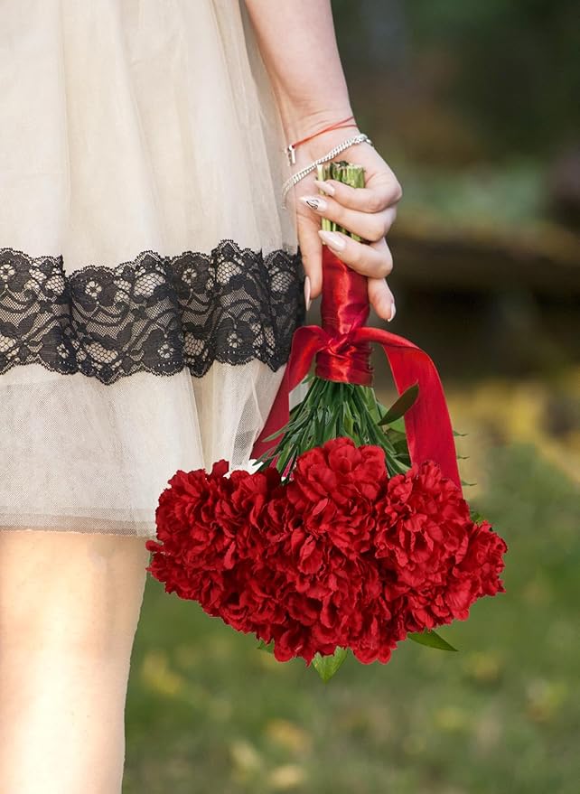 Red Carnations Artificial Flowers 15PCS Carnations Flowers Silk Flowers 21.25in Fake Flowers for Wedding Home Table Centerpieces Floral Arrangements(Red)