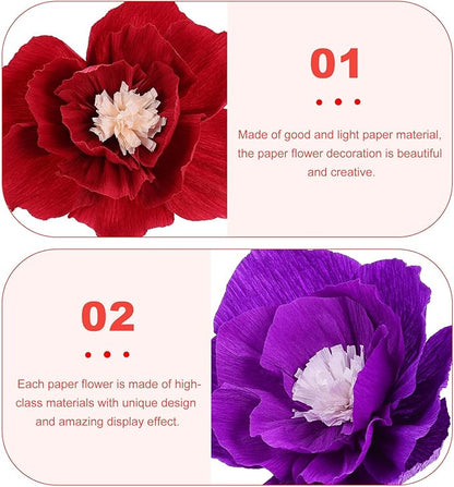 11Pcs Mixed Color Paper Flowers Wall Decorations for Living Party Nursery Holiday Background Showcase Crepe Tissue Floral Decor
