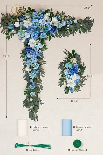 TINGE TIME Artificial Arch Flowers Kit Pack of 5, Wedding Decorations for Reception with Hanging Flowers, Wedding Arch Silk Floral Arrangements Ceremony Backdrop French Country Outdoor Party Decor