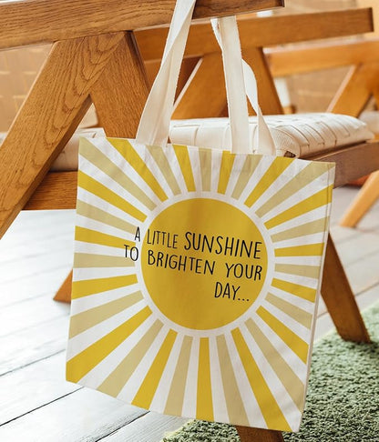 Canvas Aesthetic Tote Bag for Women, A Little Sunshine to Brighten Your Day Boho Sun Sunshine Reusable Grocery Inspirational Gifts Bag for Women