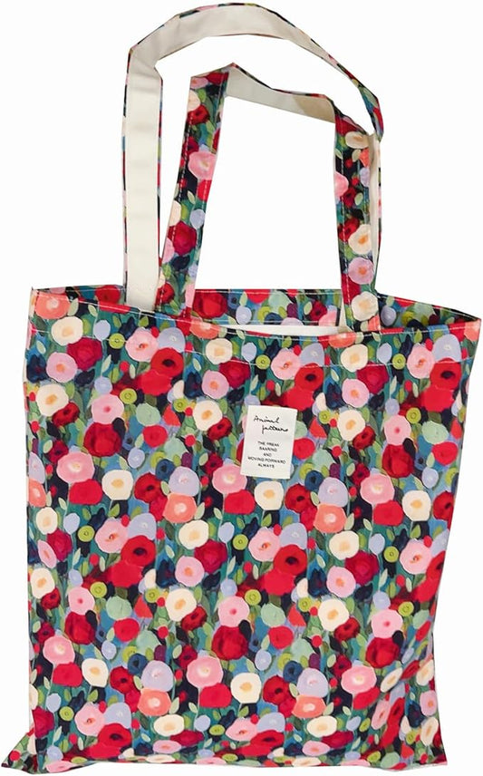 Cotton Canvas Tote Bag Reusable Soft Grocery Cloth Bag Floral Shoulder Bag for Beach Travel Shopping
