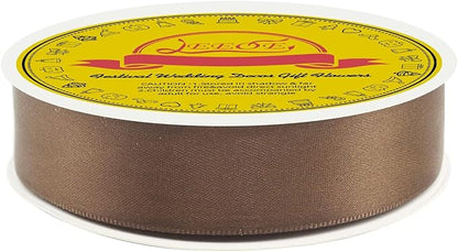 Double Face Brown Satin Ribbon 7/8 inch X 25 Yards Polyester Brown Ribbon for Gift Wrapping Very Suitable for Weddings Party Invitation Decorations and More