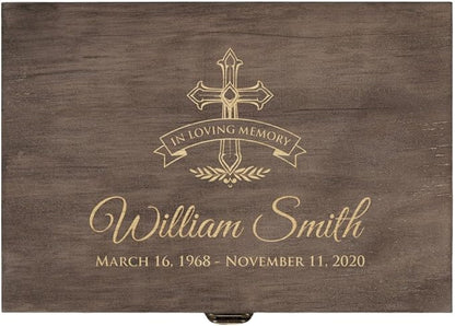 Personalized Memorial Keepsake Box - Custom Engraved Wooden Memory Box for Remembrance Sympathy Gift for Loss of Loved One - Funeral Urn Box for Ashes, Photos, Mementos - Customized Gifts