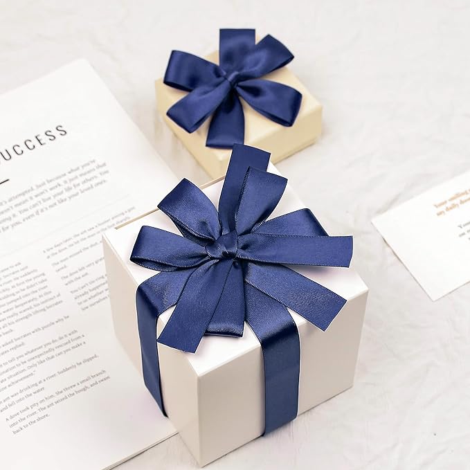 Navy Blue Satin Ribbon, Double Faced 7/8 Inch X 50 Yards, Premium Satin Ribbon for Gift Wrapping, Crafts, Hair Bow Making, Sewing, Flower Bouquet, Wedding Party Decor
