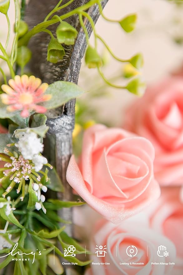Ling's moment Artificial Flowers, 25Pcs 3" Roses in Shimmer Peach Shades, Realistic DIY Foam Floral Fill for Wedding Bouquets/Centerpieces, Outdoor Party Backdrops, Room/Table, Garden/Pot Decorations