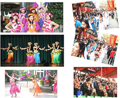 ALIMITOPIA Hawaiian Hula Leis Dance Wreath Garland Artificial Flowers Fabric Neck Loop for Luau Party Costumes (Four Colors)