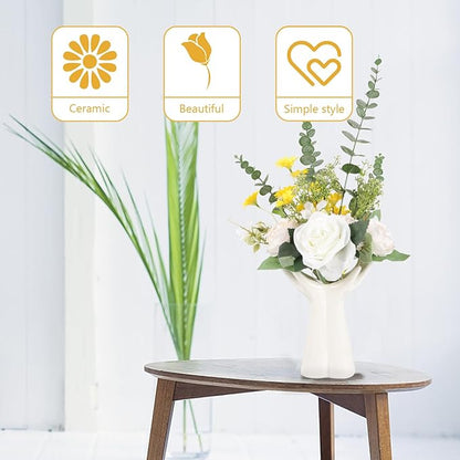 BESPORTBLE Creative Ceramic Hand Vase for Flowers Small Glazed Nordic Style Decorative Vase for Hydroponic Plants and Desktop Floral Arrangement Lightweight and Odorless Material for Home