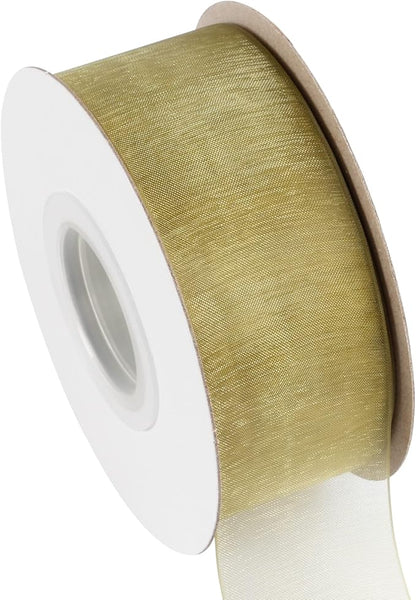 1-1/2 Inch Moss Shimmer Sheer Organza Ribbon Sheer Chiffon Ribbon 50 Yards-Roll Multiple Colors Available for Gift Wrapping Wedding Events Christmas Décor