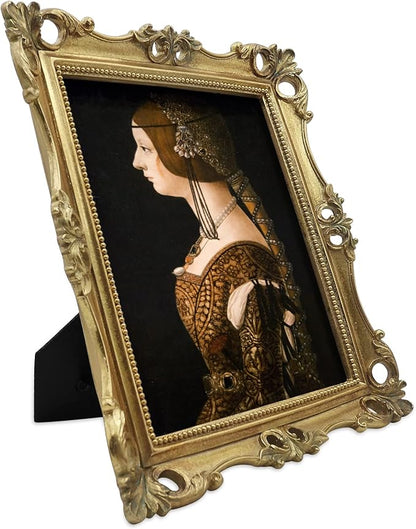SIMON'S SHOP 8x10 Picture Frame for Wall and Tabletop, Vintage Gold Picture Frames 8x10 with Glass Cover Display Vertical or Horizontal, Antique Style Photo Frames