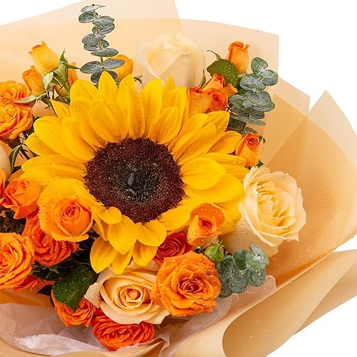 Jutieuo 20 Sheets Peach Flower Wrapping Paper, Waterproof Floral Wrap Solid Bouquet Wrapping Paper Florist Supplies (22.8 x 22.8 inch)
