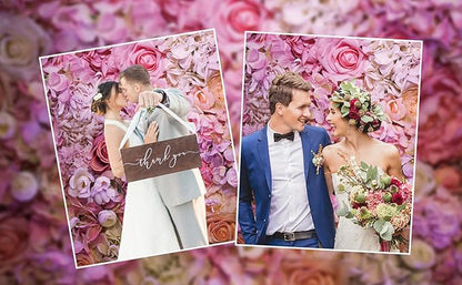 12x8ft Vinyl XMJJKUF Pink Floral Backdrop Flower Colorful Wedding Ceremony Girls Bridal Shower Background Birthday Party Decortaions Banner Portrait Photo Shoot Props