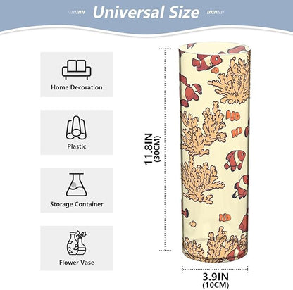 Flower Vase Clear Plastic Cylinder Vases Decor for Centerpieces Home Storage Office Weddings Red Clownflish 11.8 x 3.9 in