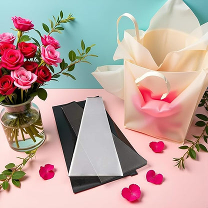 100 Pcs Transparent Flower Packaging Bags,Clear Plastic Flower Bouquet Bag Sleeve Cellophane Bags Rose Packaging Gift Wrap Cellophane for Valentine's Day, Gift Wrap Cellophane Bags