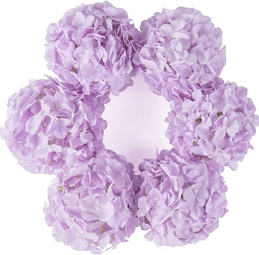 DuHouse 8.7" Silk Hydrangea Flower Heads with Stems Fake Hydrangeas Flowers for DIY Wedding Centerpiece Home Decor,Pack of 6(Lilac)