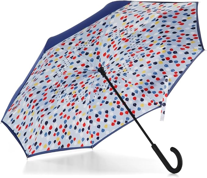 Totes Auto Reverse Close Windproof Stick Inbrella with Water Repellent Protection