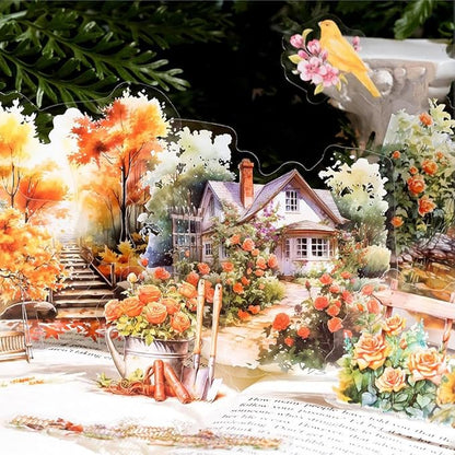 180pcs PET Garden Landscape Scrapbook Paper Journaling Sticker Flower Stickers for Scrapbooking Vintage Stickers Aesthetic Flowers Floral Sticker Pack Junk Journal Decorative Paper Scrapbook Supplies